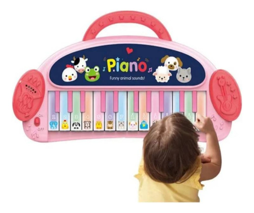 Juguete Teclado De Piano Portatil Para Niño Color Rosa