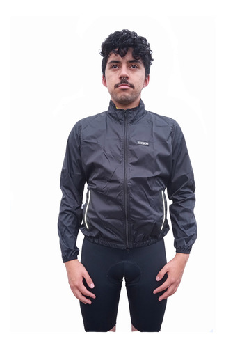 Chaqueta Ciclista Rompevientos Cremallera Doble Vía Reflecti