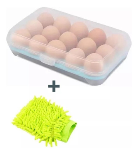 Organizador 15 Huevos Plástico + Guante Microfibra