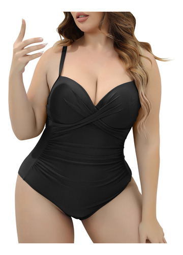 Traje De Baño Tipo Camisola De Color Liso De Tendencia A La