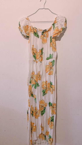Vestido Playero Origen Brasil Flores Amarillas
