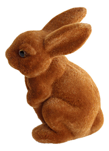 Miniaturas De Conejo Flocado Peludo En Pie, Jardín De Musgo