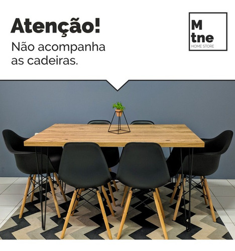 Imagem 4 de 10 de Mesa Jantar 6 Lugares Hairpin Legs Antiqua - Sem Cadeiras