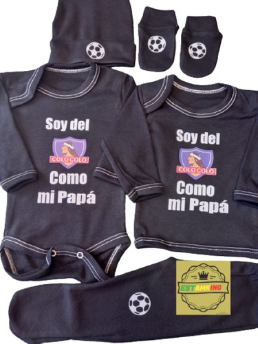 Ajuar 5 Piezas 0 A 3 Meses Soy Del Colo Igual Que Mi Papá