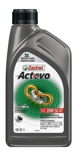 Aceite 20w50 4 Tiempos Moto Actevo Castrol 3 Litros 