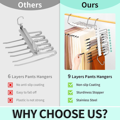 2pcs Gancho Pantalones Organizador Multiple Ahorra Espacio