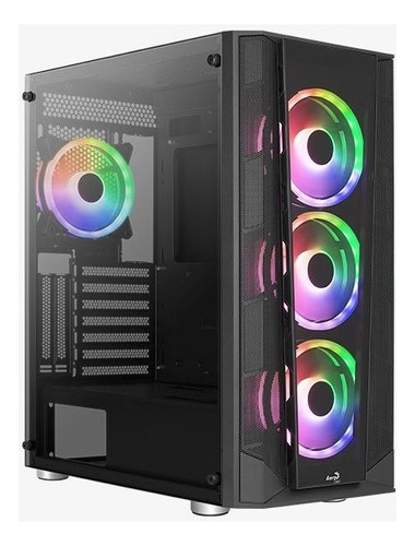 Caja Gamer Aerocool Prism Rgb Vidrio + 4 Fans Argb Color Negro