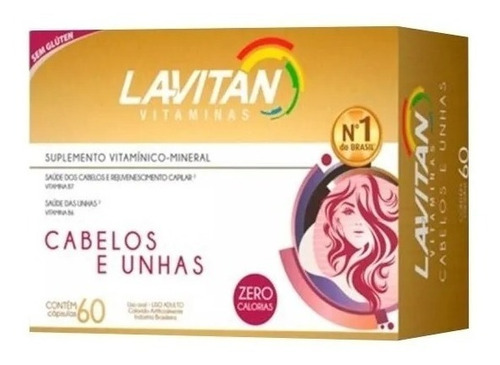 Kit 3x Lavitan Hair C/60 Cáps Vitamina Força Cabelos E Unhas