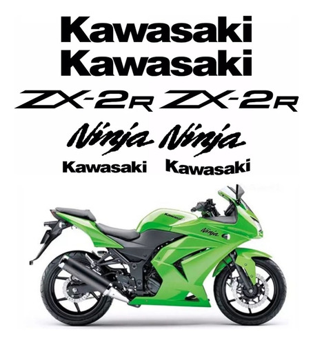 Kit Adesivo Faixa Para Kawasaki Ninja 250r Zx-2r 13392 Cor Preto