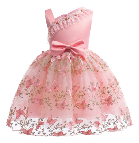 Vestido De Princesa Con Bordado De Mariposa Para Niñas