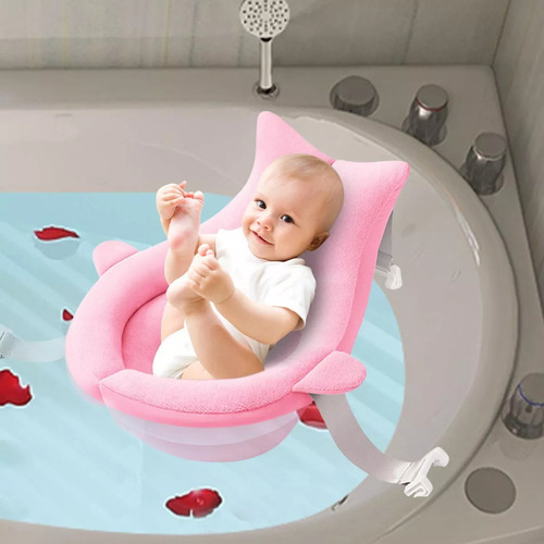 Asiento De Bañera Para Bebé, Antideslizante, Forma De Color Rosa