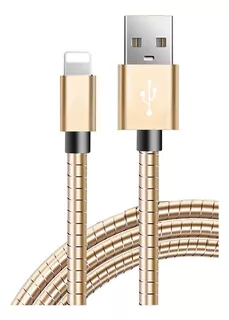 Cabo Usb Carregador Dados Metálico Resistente Para iPhone Cor Cinza-escuro