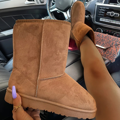 Cómodas Botas Medianas De Color Liso Top Snow Versatiles