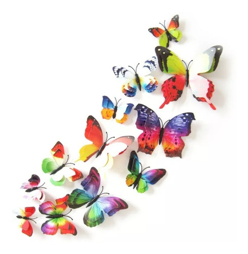 Imagen 9 de 10 de Mariposas Decorativas 3d !!! 12 Piezas Alas Dobles !