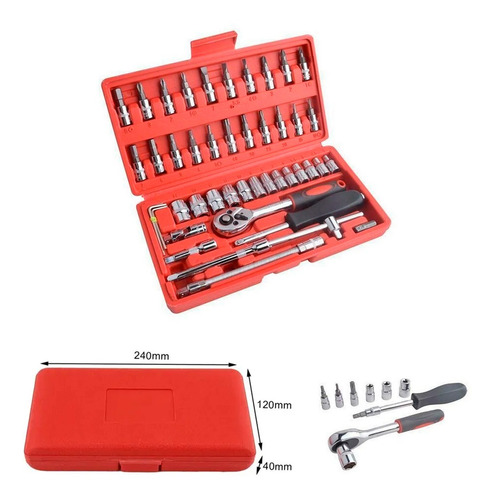 Imagen 3 de 6 de Caja De Herramientas Lumax De 46 Piezas Dados Y Puntas