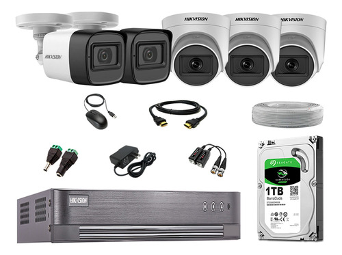 Cámaras Seguridad Kit 5 Audio Incorporado Hikvision Full Hd