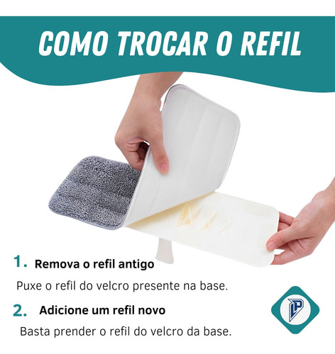 Kit 2 Refil Microfibra Para Mop Spray Rodo Mágico Vassoura