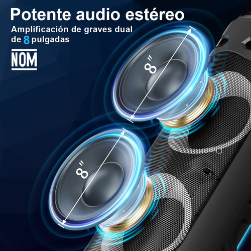 Bocinas Bluetooth Recargables Portátil 50w Led Grandes Bafle Negro