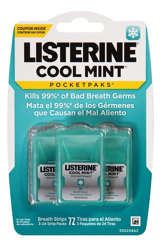 Listerine Cool Mint - Paquete De 4 Tiras De Aliento (288 Uni