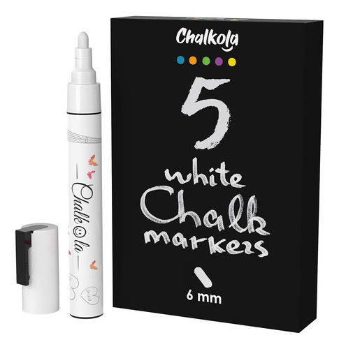 Set Marcadores Chalkola 5 U, Color Blanco