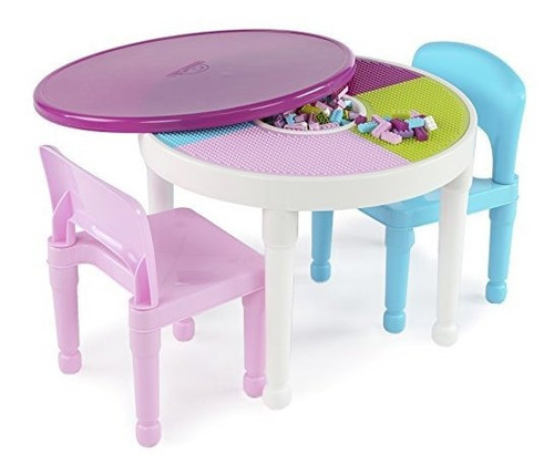 Totors Kids 2in1 Plastic Legoc Activity Table Y 2 Sillas Set