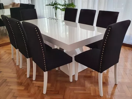 Mesa comedor 2 mts laqueado + 8 sillas paraiso