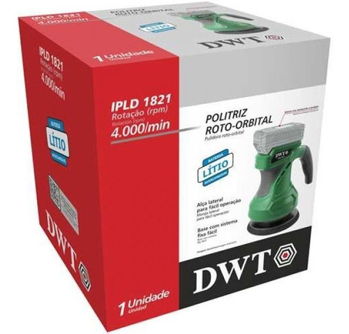 Politriz Roto-orbital Dwt Ipld 1821, Funcionamento A Bateria Cor Verde-escuro 127/220V