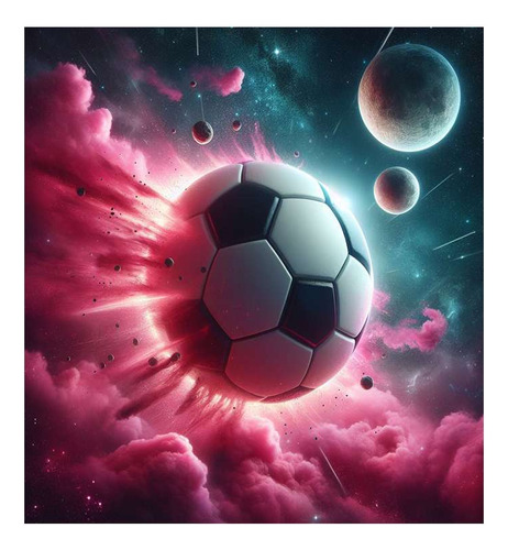 Vinilo 100x100cm Pelota Futbol Explosion Humo Espacio M2