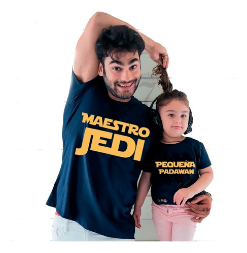 Polera Manga Corta Padre E Hijo(a) Maestro Jedi Y P. Padawan