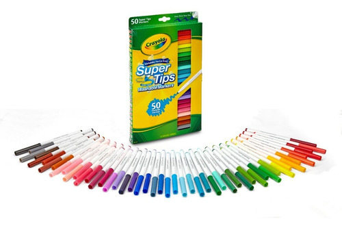 Super Tips 50 Plumones Crayola Marcadores Delgados Lavables Color Multicolor