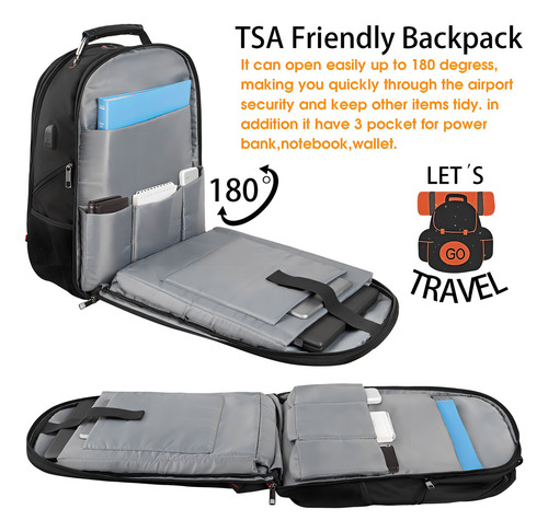 Mochila De Viaje Para Laptop, Mochila Extra Grande De 50 Li. Color Rfid 17.3 Pulgadas Negro