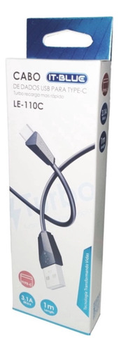 Cabo It-blue De Dados Usb Para Type C LE-110C 1m Preto