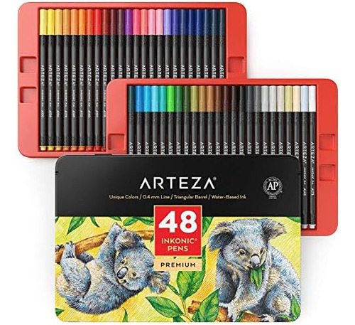 Bolígrafos De Colores Arteza Inkonic De Punta Fina 48 Color