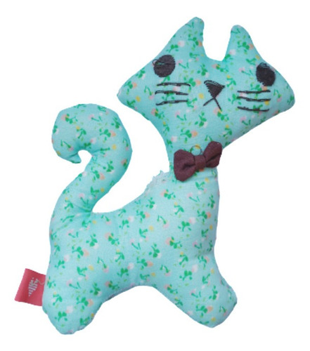 Peluche Gato Verde Bordado 20cm