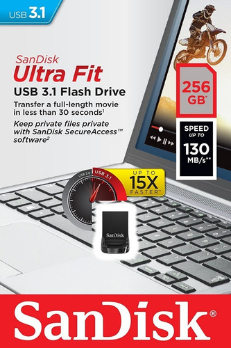 Imagen 4 de 4 de Memoria Usb 3.1 Sandisk Ultra Fit Micro 256gb 130mb/s