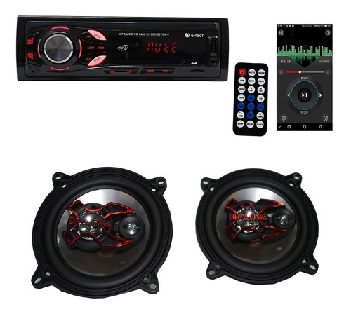 Imagem 1 de 7 de Som Automotivo Mp3 Radio Carro + 1 Par Falantes 5 Pol Bravox