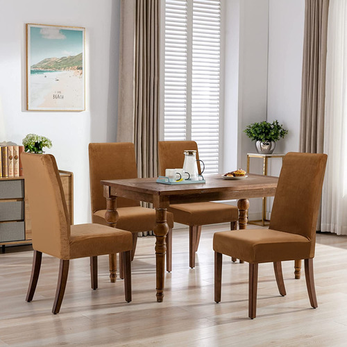 Fundas Para Sillas De Comedor Elástico Y Suave Color Camello