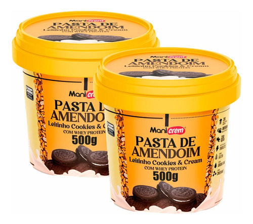 Pasta De Amendoim Leitinho Cookies Cream Whey Kit02 Un. 500g