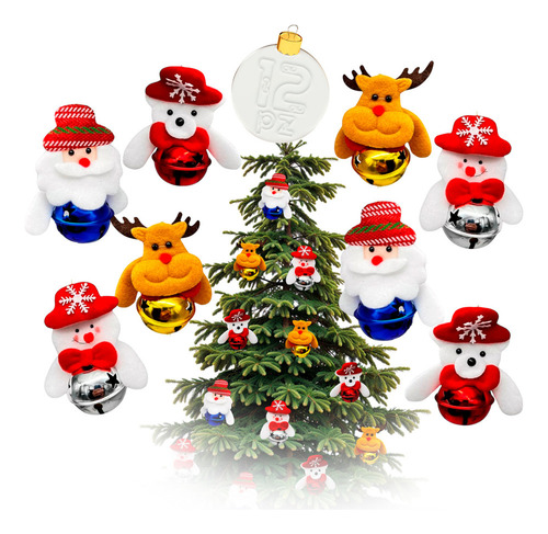 Mox 12 Cascabeles Muñecos Navideños Adorno Fieltro Navidad