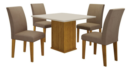 Conjunto Sala De Jantar Mesa Com 4 Cadeiras Napoli Leifer