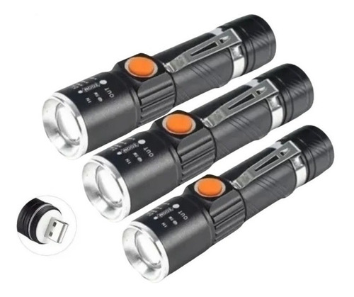 Pack X3 Mini Linterna Led Linterna Recargable Usb Linternas