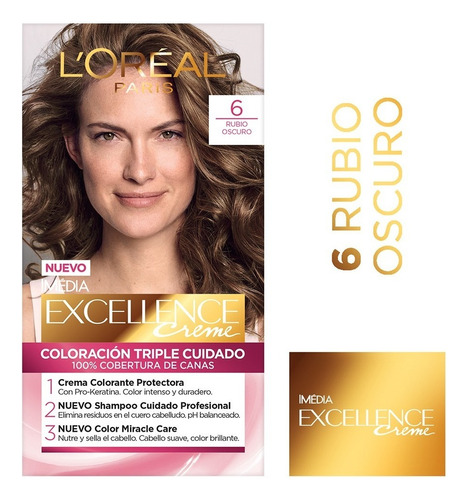 Kit Tintura L'Oréal Paris  Excellence Kit Tintura L'Oréal Paris Excellence Creme tono 6 rubio oscuro para cabello