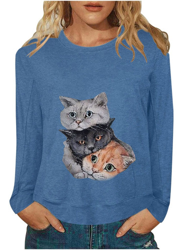 Cute Graphic Tee Shirts For Dama Long Sleeve Crew Neck