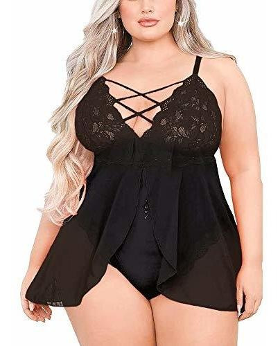 Babydoll De Talla Grande Para Mujer Lencería De Encaje Flora