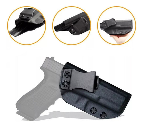 Funda Pistola Arma Interna Glock Oculta Kydex Iwb 25 17 19 ,funda De Pistola Para Arma Interna Negra-cclkc