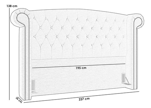 Cabeceira Cama Box King Quarto 195cm Sofia Facto Pérola