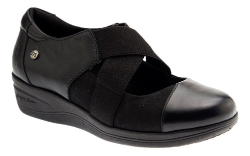 Sapato Anabela Doctor Shoes Esporão Em Couro Preto Doctor Sh