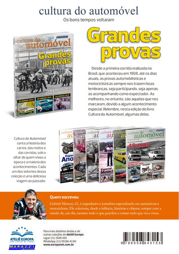 Cultura do Automóvel Volume 3 - Grandes Provas, de Marazzi, Gabriel. Editorial Editora Europa Ltda., capa mole em português, 2022
