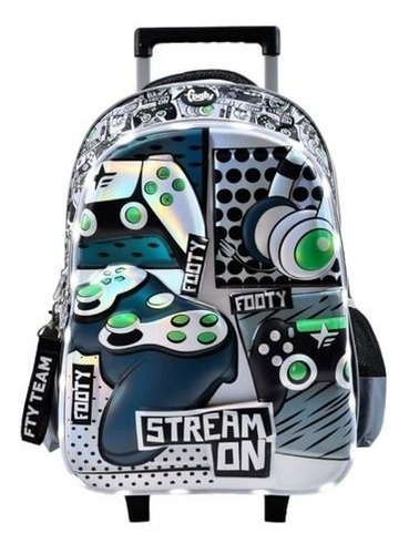 Mochila Gamer Con Ruedas Carro C/ Luz  Led 18 Pulgadas Footy