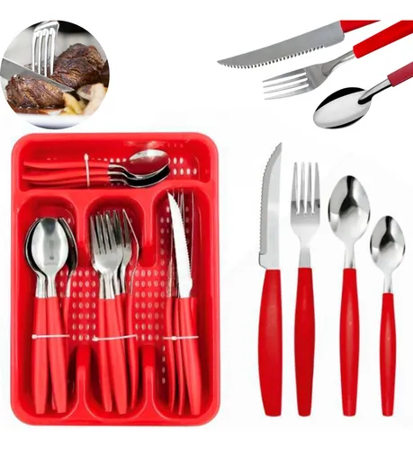 Eps-25p Conjunto Faqueiro 25 Peças Porta Talher Jogo De Talheres ...